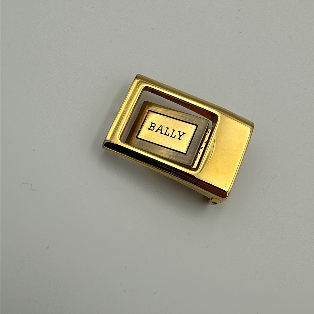 BALLY Gold Silver Two Tone Belt Buckle 1.75”x1.25” - Picture 3 of 5